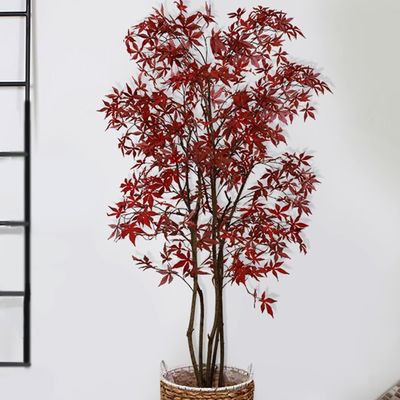 Height 180cm Artificial Potted Floor Plants Bonsai Autumn Red Maple Tree