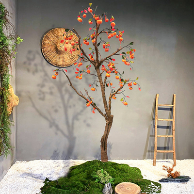 Durable Artificial Landscape Trees Persimmon Indoor For Hotel Bolcony Potted Plant Natural Orange
