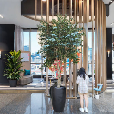 Cây giả lụa trong nhà/ngoài trời 2.8m 9.3ft Ficus, cây nhân tạo​ để trang trí nhà, văn phòng, phòng khách và vườn
