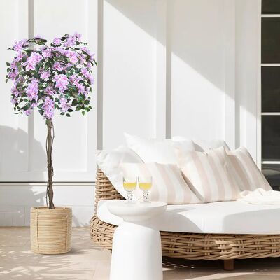 Cây Bougainvillea màu hồng nhạt nhân tạo, 47/63/75 inch, Cây giả chống tia UV cho trang trí ngoài trời & trong nhà, bán buôn Cây hoa giả