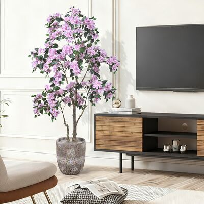 Artificial Bougainvillea Tree with Flower in Plastic Pot for Front Porch Home Office Garden Party Decoration