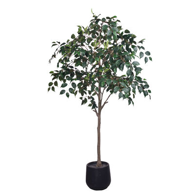Cây Ficus Stereo nhân tạo theo phong cách D thực tế. Cây Banyan giả chống cháy & UV, 120/140/180cm, bao bì đồng bộ với chậu đen cho trang trí nội thất thương mại & nhà
